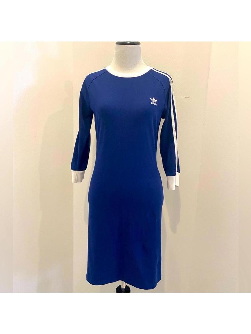 Adidas Originals blue and white 3 stripe dress sportswear